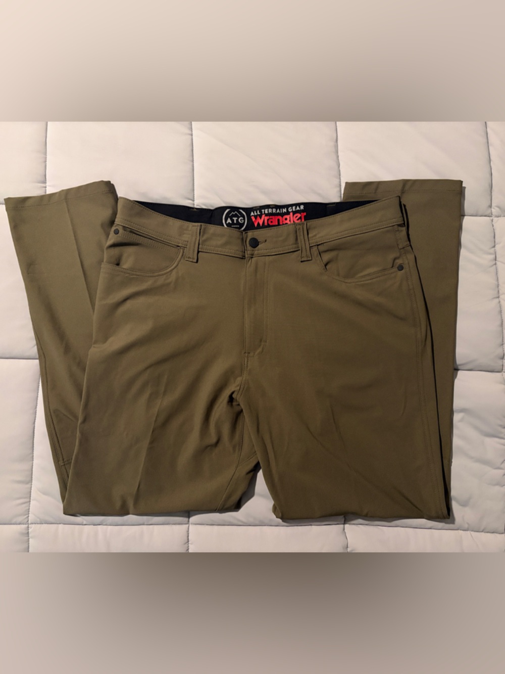 Men's Khaki Utility Pants - Brand: Wrangler All-Terrain - Picture 2 of 5